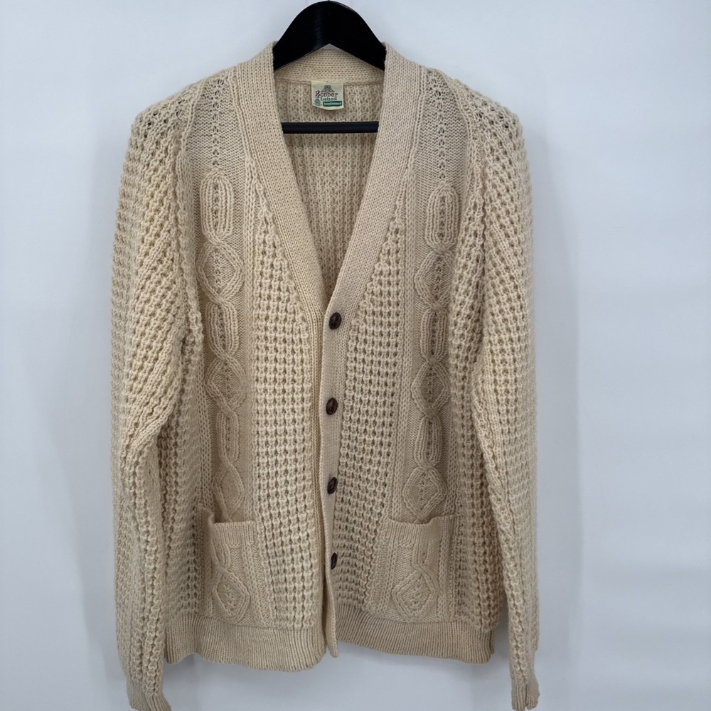 VINTAGE Bonner Of Ireland Men Cardigan V-neck Grandpa Button Up Sweater Handmade